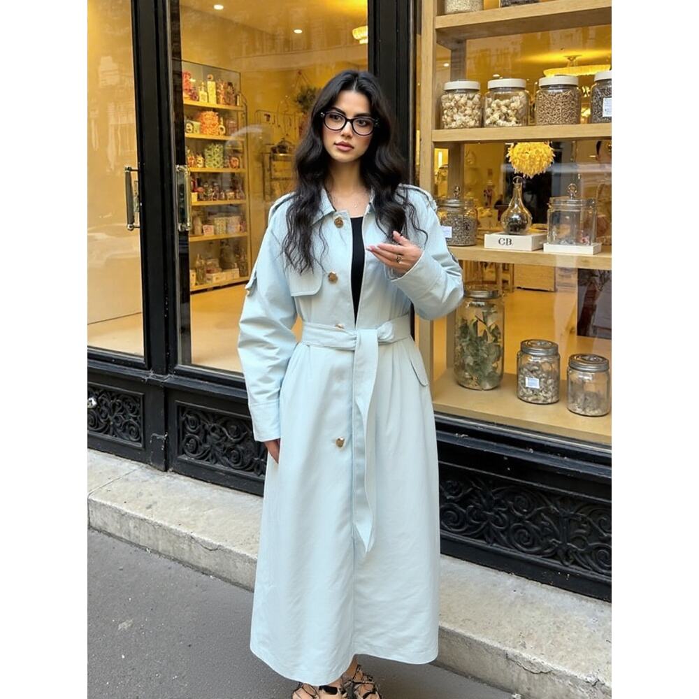 Burberry Baby Blue Trench Coat US 4 - Picture 11 of 11